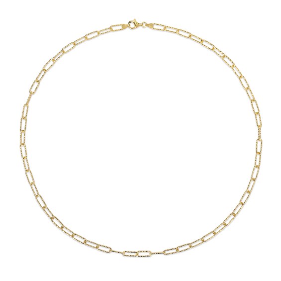 5.0mm Diamond-Cut Paper Clip Chain Necklace in Sterling Silver with Yellow Rhodium - 24"