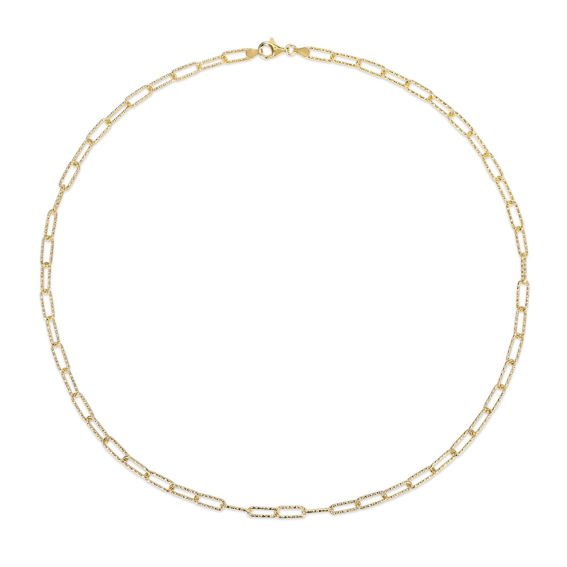 Main Image 3 of 5.0mm Diamond-Cut Paper Clip Chain Necklace in Sterling Silver with Yellow Rhodium - 24"