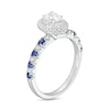 Thumbnail Image 2 of Vera Wang Love Collection 1/2 CT. T.W. Oval Diamond and Blue Sapphire Frame Engagement Ring in 14K White Gold