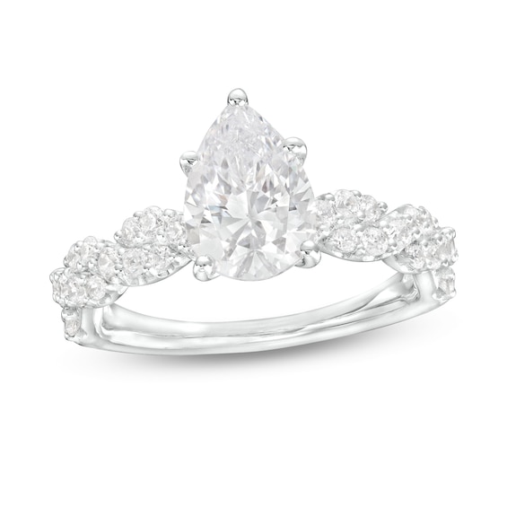 2 CT. T.w. Certified Pear-Shaped Lab-Grown Diamond Twist Shank Engagement Ring in 14K White Gold (F/Vs2)
