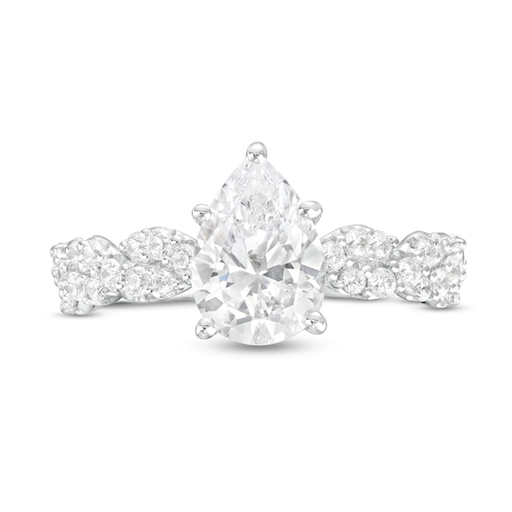 2 CT. T.w. Certified Pear-Shaped Lab-Grown Diamond Twist Shank Engagement Ring in 14K White Gold (F/Vs2)