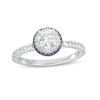 Thumbnail Image 0 of Vera Wang Love Collection 3/4 CT. T.W. Diamond and Blue Sapphire Double Frame Engagement Ring in 14K White Gold