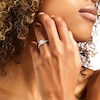 Thumbnail Image 1 of Vera Wang Love Collection 3/4 CT. T.W. Diamond and Blue Sapphire Double Frame Engagement Ring in 14K White Gold