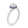 Thumbnail Image 2 of Vera Wang Love Collection 3/4 CT. T.W. Diamond and Blue Sapphire Double Frame Engagement Ring in 14K White Gold