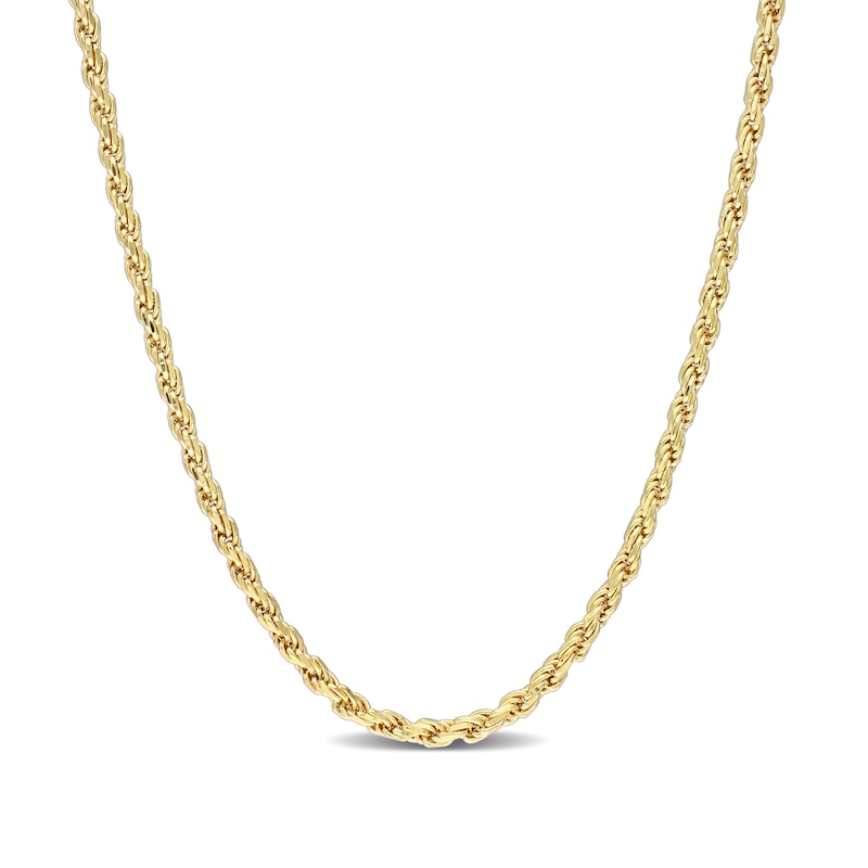 2.2mm Rope Chain Necklace in Sterling Silver with Yellow Rhodium