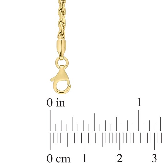 2.2mm Rope Chain Necklace in Sterling Silver with Yellow Rhodium