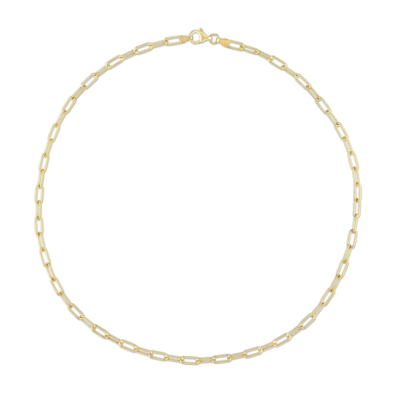 Main Image 3 of 3.5mm Paper Clip Chain Necklace in Sterling Silver with Yellow Rhodium