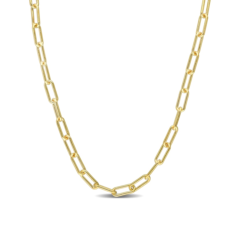 3.5mm Paper Clip Chain Necklace in Sterling Silver with Yellow Rhodium - 20"