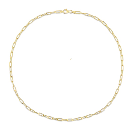 3.5mm Paper Clip Chain Necklace in Sterling Silver with Yellow Rhodium - 20"