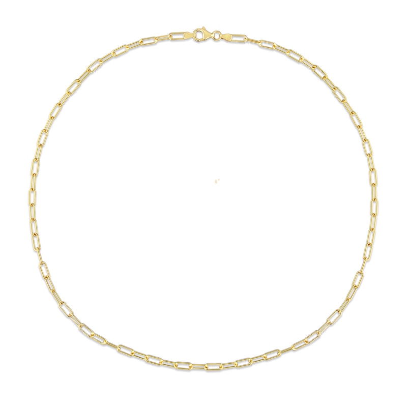 Main Image 3 of 3.5mm Paper Clip Chain Necklace in Sterling Silver with Yellow Rhodium - 20"