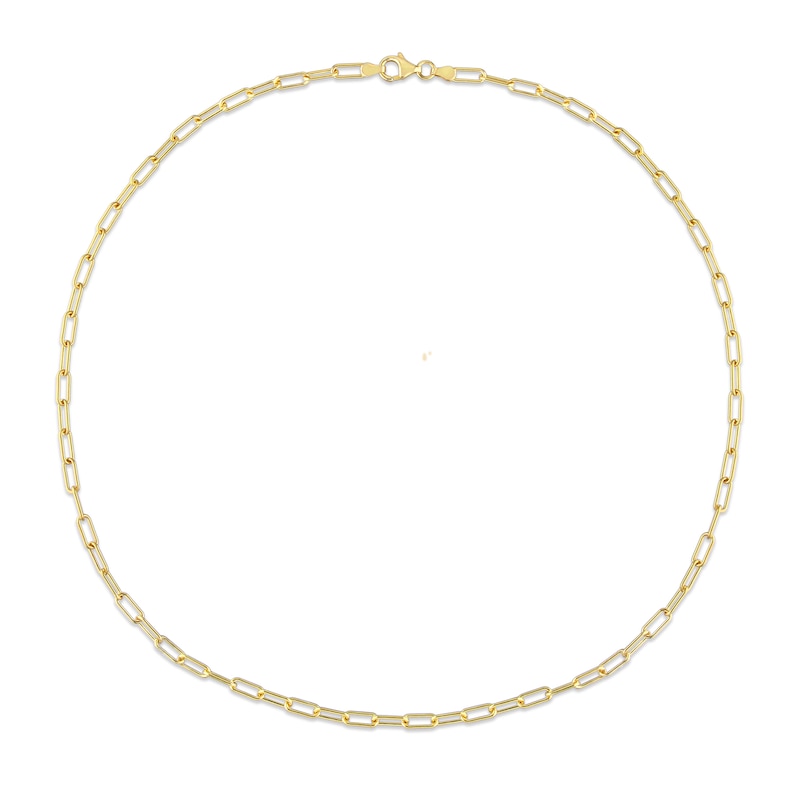 3.5mm Paper Clip Chain Necklace in Sterling Silver with Yellow Rhodium - 20"