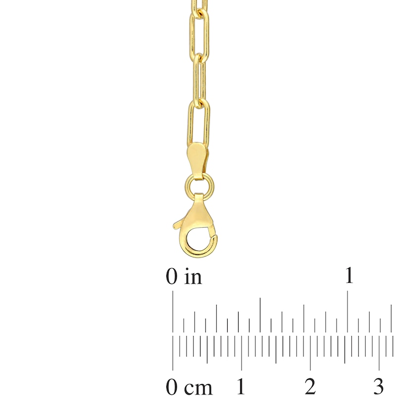 3.5mm Paper Clip Chain Necklace in Sterling Silver with Yellow Rhodium - 20"