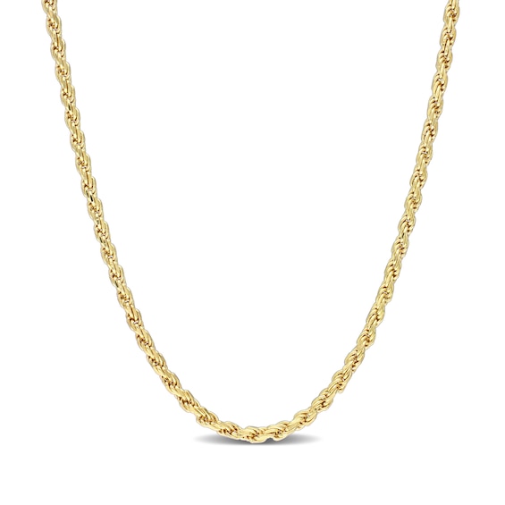 2.2mm Rope Chain Necklace in Sterling Silver with Yellow Rhodium - 16"