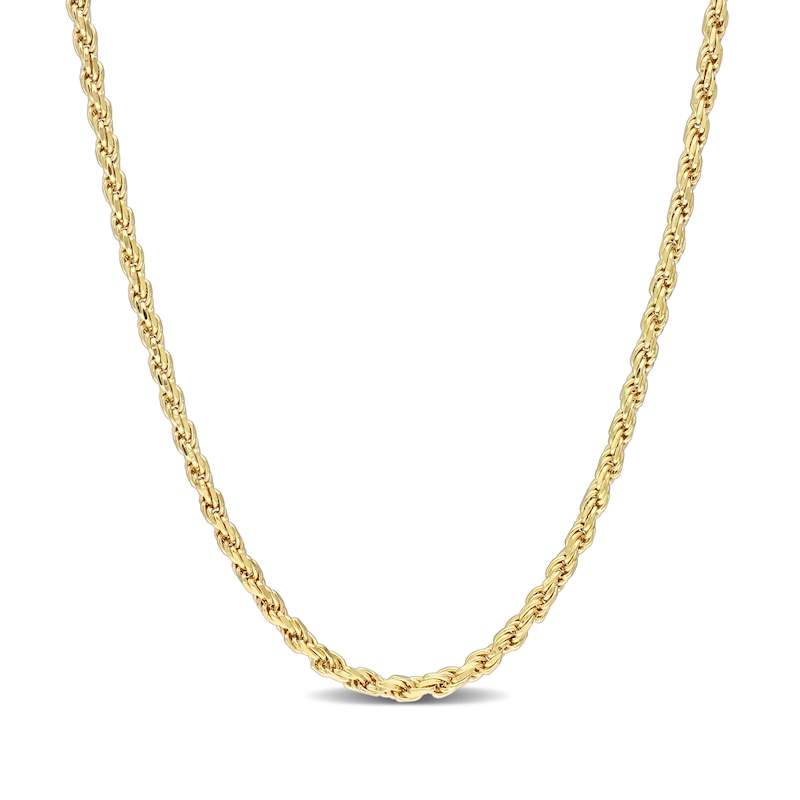 2.2mm Rope Chain Necklace in Sterling Silver with Yellow Rhodium - 16"