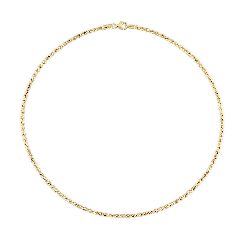 2.2mm Rope Chain Necklace in Sterling Silver with Yellow Rhodium - 16"