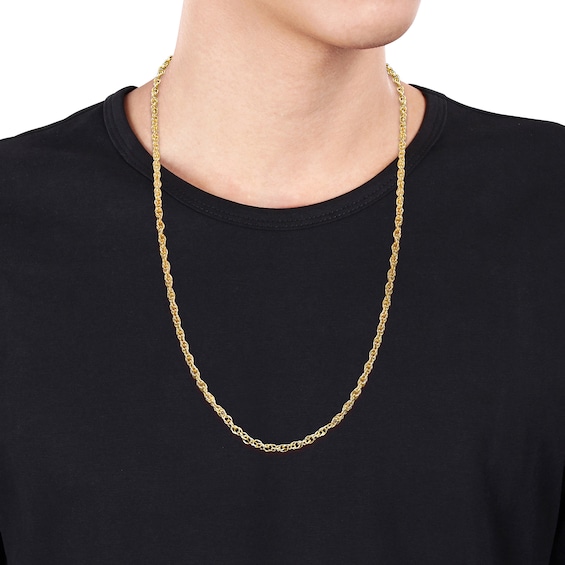 3.7mm Singapore Chain Necklace in Sterling Silver with Yellow Rhodium - 24"