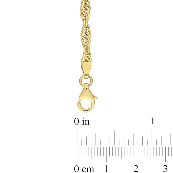 3.7mm Singapore Chain Necklace in Sterling Silver with Yellow Rhodium - 24"