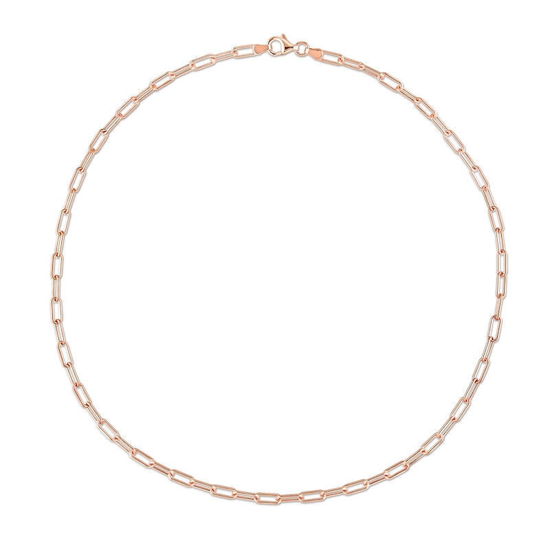 Main Image 3 of 3.5mm Paper Clip Chain Necklace in Sterling Silver with Rose Rhodium