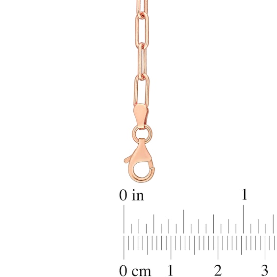 3.5mm Paper Clip Chain Necklace in Sterling Silver with Rose Rhodium