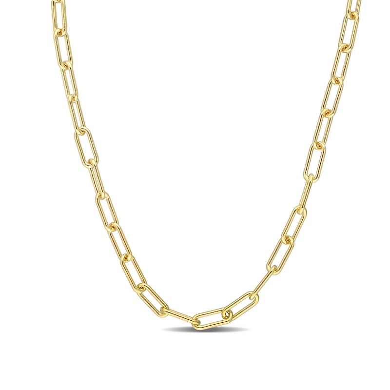 3.5mm Paper Clip Chain Necklace in Sterling Silver with Yellow Rhodium - 16"