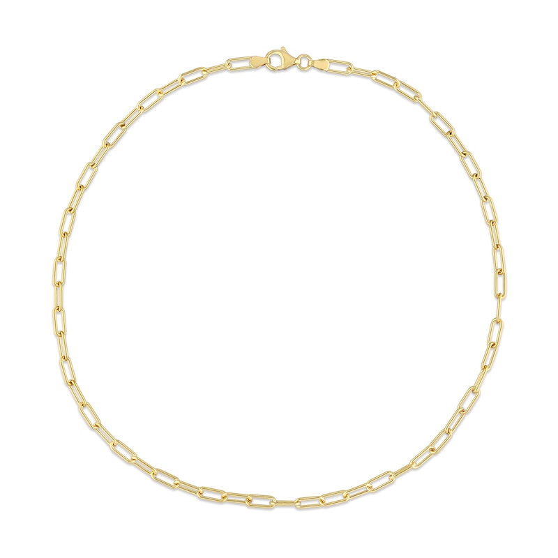 Main Image 3 of 3.5mm Paper Clip Chain Necklace in Sterling Silver with Yellow Rhodium - 16"