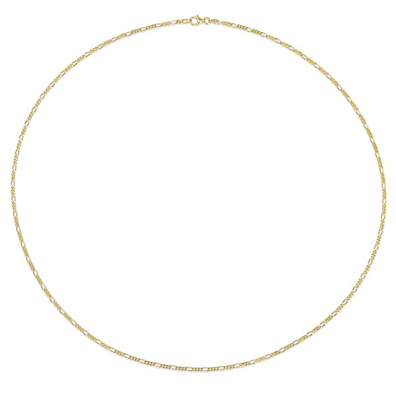 2.2mm Figaro Chain Necklace in Sterling Silver with Yellow Rhodium - 24"