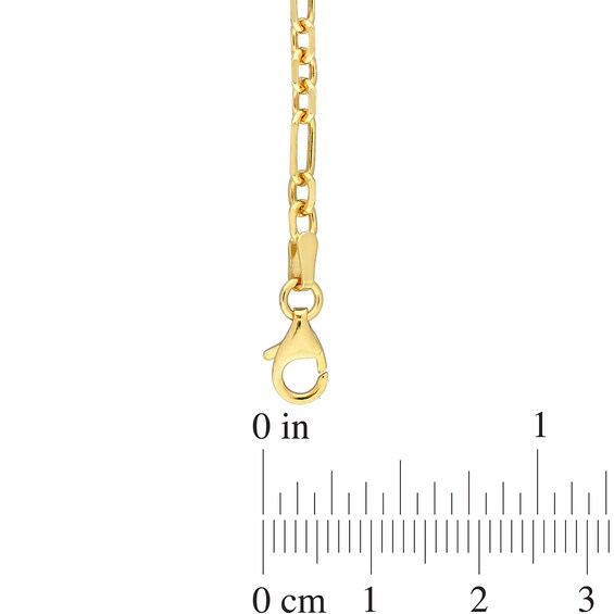 3.0mm Figaro Chain Necklace in Sterling Silver with Yellow Rhodium