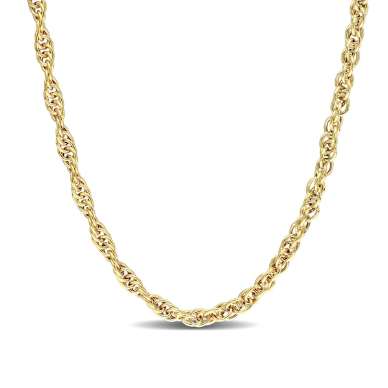 3.7mm Singapore Chain Necklace in Sterling Silver with Yellow Rhodium - 20"