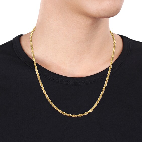 3.7mm Singapore Chain Necklace in Sterling Silver with Yellow Rhodium - 20"