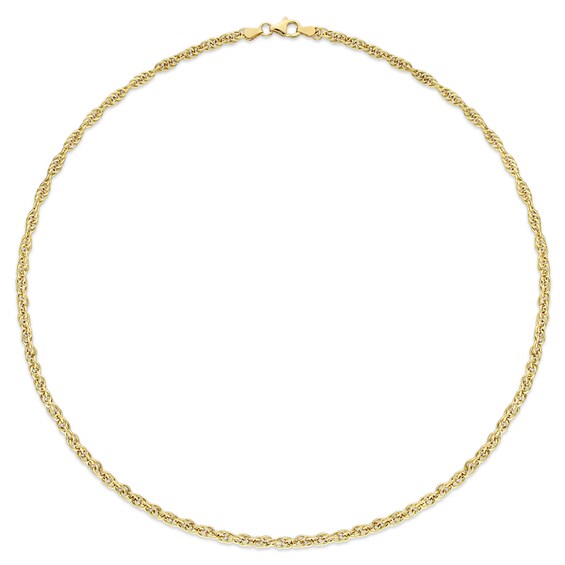 3.7mm Singapore Chain Necklace in Sterling Silver with Yellow Rhodium - 20"