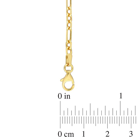 3.0mm Figaro Chain Necklace in Sterling Silver with Yellow Rhodium - 16"