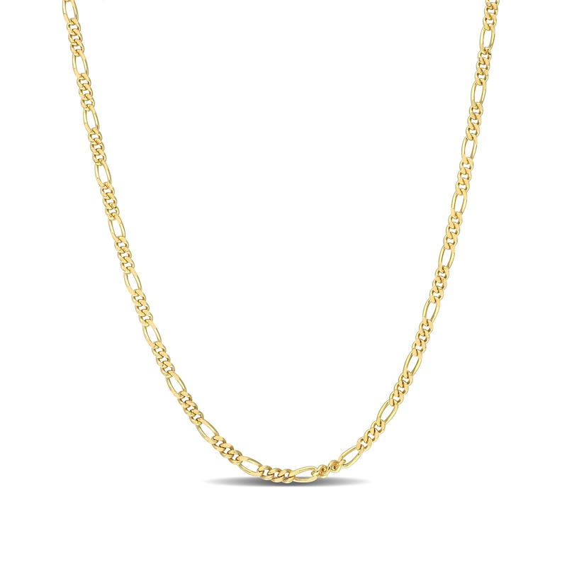 Main Image 1 of 2.2mm Figaro Chain Necklace in Sterling Silver with Yellow Rhodium