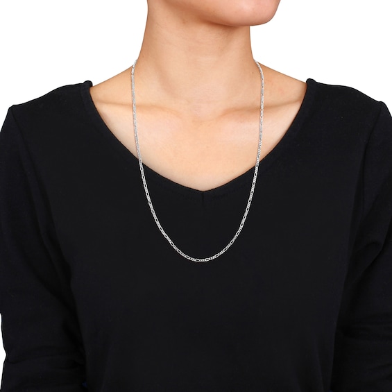 2.2mm Figaro Chain Necklace in Sterling Silver - 24"