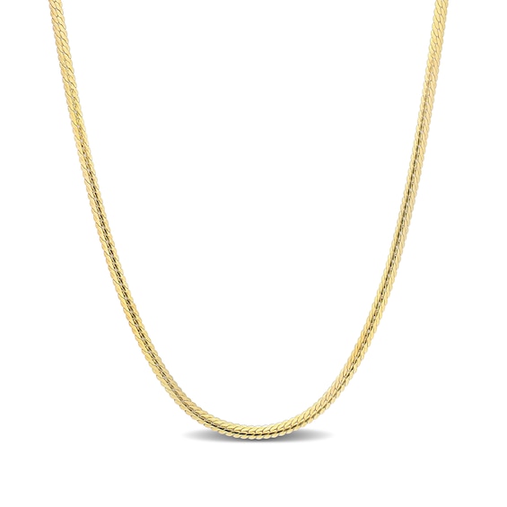 2.0mm Herringbone Chain Necklace in Sterling Silver with Yellow Rhodium