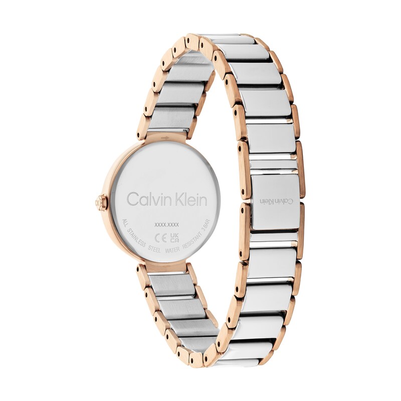 Main Image 3 of Ladies' Calvin Klein Crystal Accent Two-Tone IP Watch with White Dial (Model: 25200139)