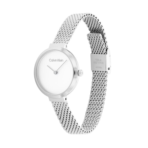 Ladies' Calvin Klein Mesh Watch with White Dial (Model: 5200082)