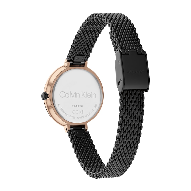 Main Image 3 of Ladies' Calvin Klein Two-Tone IP Mesh Watch with Black Dial (Model: 25200084)