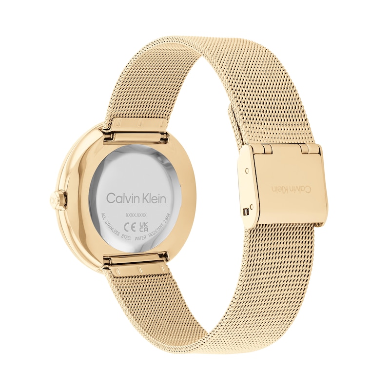 Main Image 3 of Ladies' Calvin Klein Gold-Tone IP Mesh Watch with Black Dial (Model: 25200012)