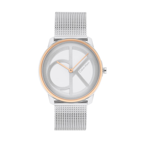 Calvin Klein Two-Tone IP Mesh Watch with Silver-Tone Dial (Model: 25200033)