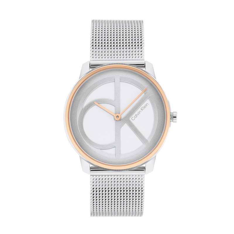 Main Image 1 of Calvin Klein Two-Tone IP Mesh Watch with Silver-Tone Dial (Model: 25200033)