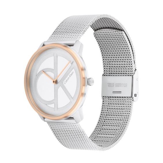 Calvin Klein Two-Tone IP Mesh Watch with Silver-Tone Dial (Model: 25200033)