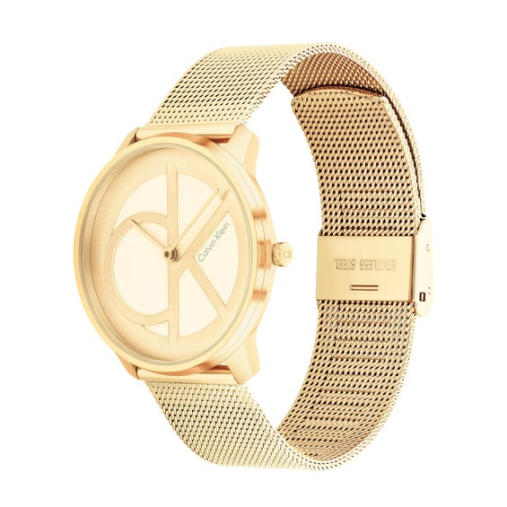 Calvin Klein Gold-Tone IP Mesh Watch (Model: 25200034)