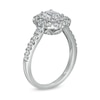Thumbnail Image 3 of 1-1/2 CT. T.W. Certified Emerald-Cut Diamond Double Scallop Frame Engagement Ring in 14K White Gold (I/SI2)