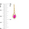 Thumbnail Image 3 of Oval Ruby and 1/3 CT. T.W. Diamond Frame Drop Earrings in 10K Gold