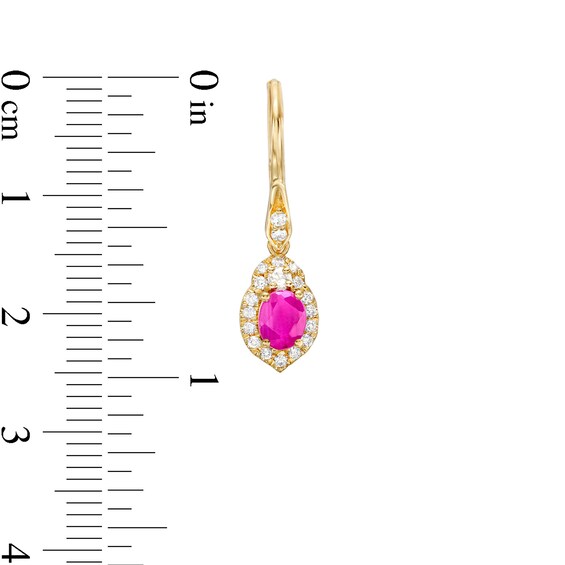 Oval Ruby and 1/3 CT. T.w. Diamond Frame Drop Earrings in 10K Gold
