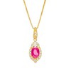 Thumbnail Image 1 of Oval Ruby and 1/6 CT. T.W. Diamond Frame Pendant in 10K Gold