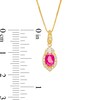 Thumbnail Image 3 of Oval Ruby and 1/6 CT. T.W. Diamond Frame Pendant in 10K Gold