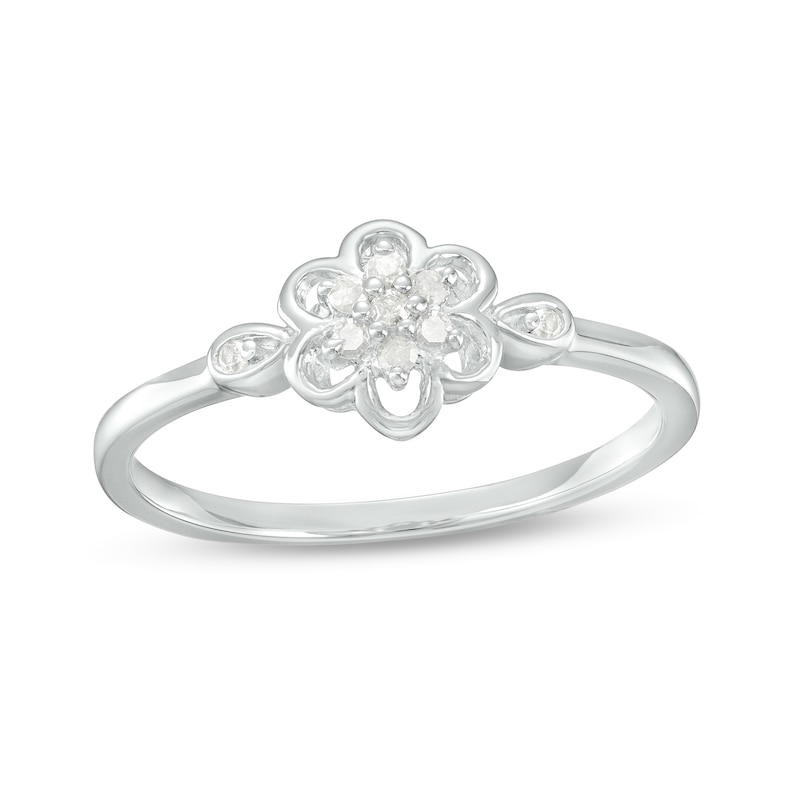 1/15 CT. T.W. Diamond Flower Promise Ring in Sterling Silver Zales