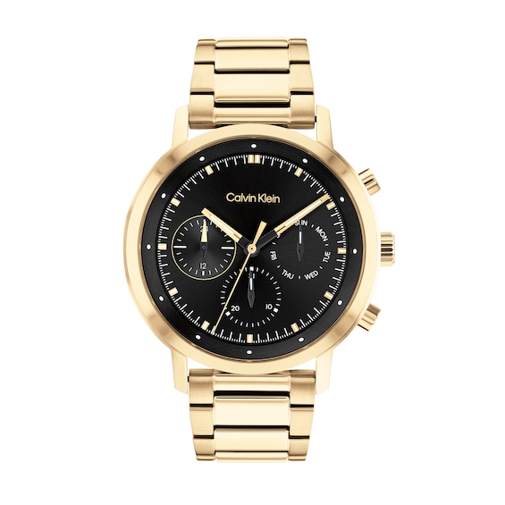 Men's Calvin Klein Gold-Tone IP Chronograph Watch with Black Dial (Model: 25200065)