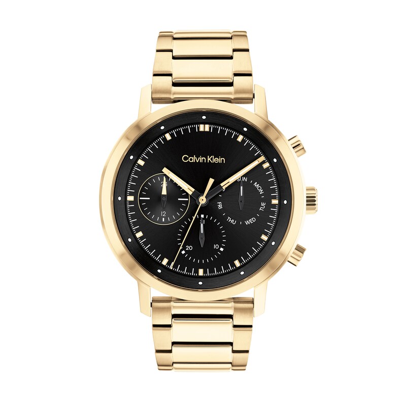 Main Image 1 of Men's Calvin Klein Gold-Tone IP Chronograph Watch with Black Dial (Model: 25200065)